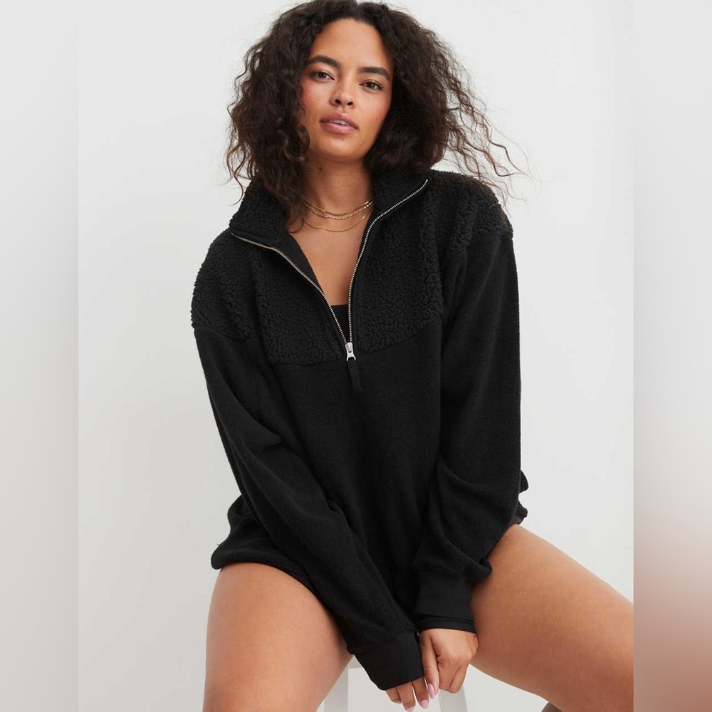 Aerie Home Town Holiday Sherpa/Fleece 1/4 Zip